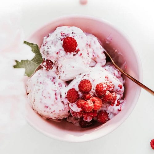 Easy Keto No Churn Raspberry Ice Cream | Lazy Girl Blog