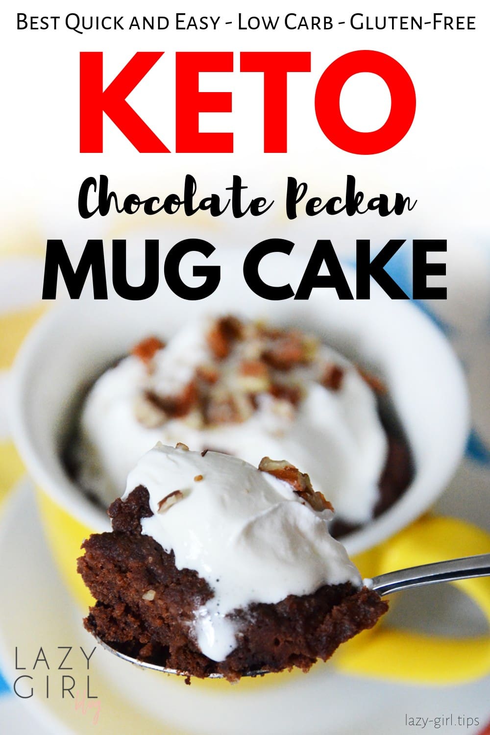 Easy Keto Chocolate Pecan Mug Cake For Two | Lazy Girl Blog