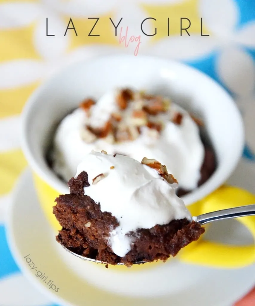 Easy Keto Chocolate Pecan Mug Cake.