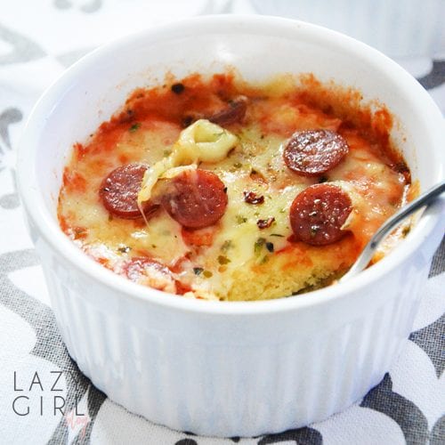 90-Seconds Keto Pizza In A Mug - Easy Low Carb Recipe Idea | Lazy Girl Blog