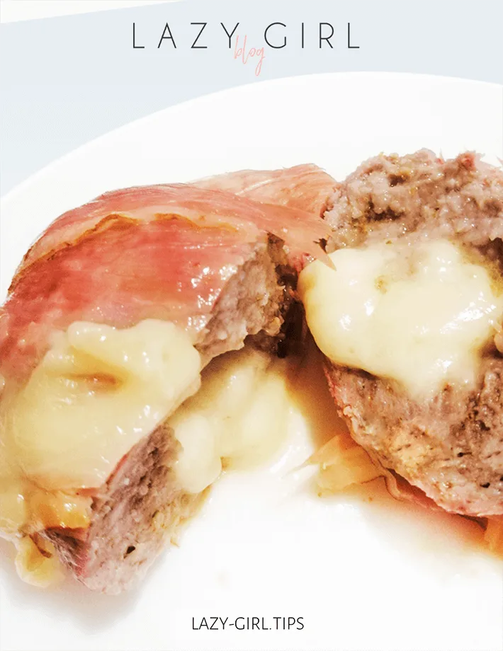keto Bacon Wrapped and Cheese Stuffed Burger recipe.