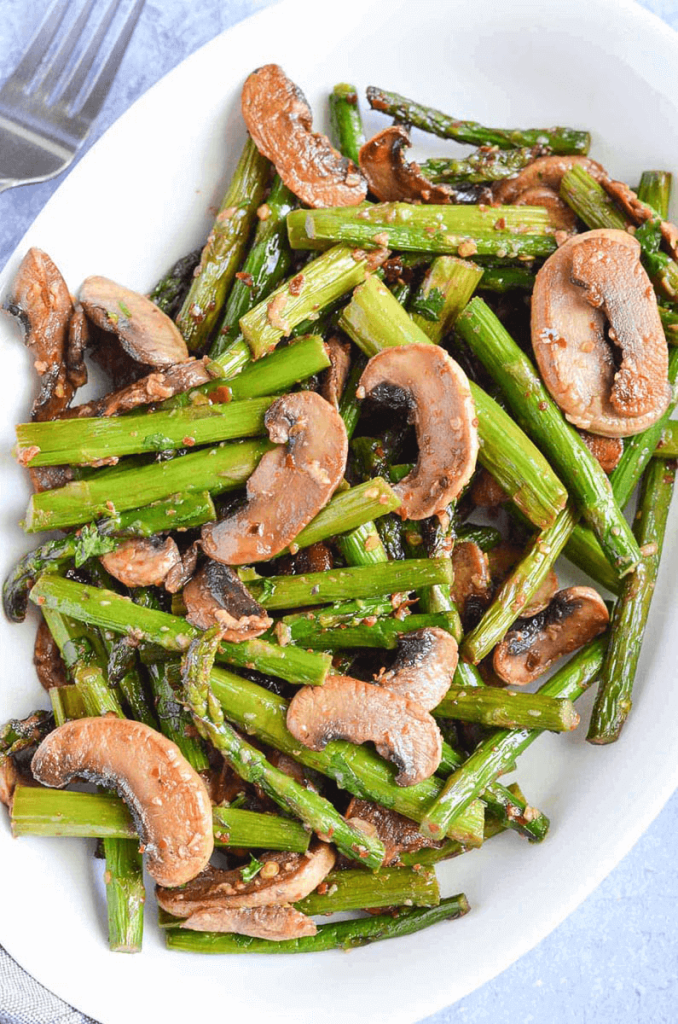 Garlic Sauteed Asparagus And Mushrooms recipe.