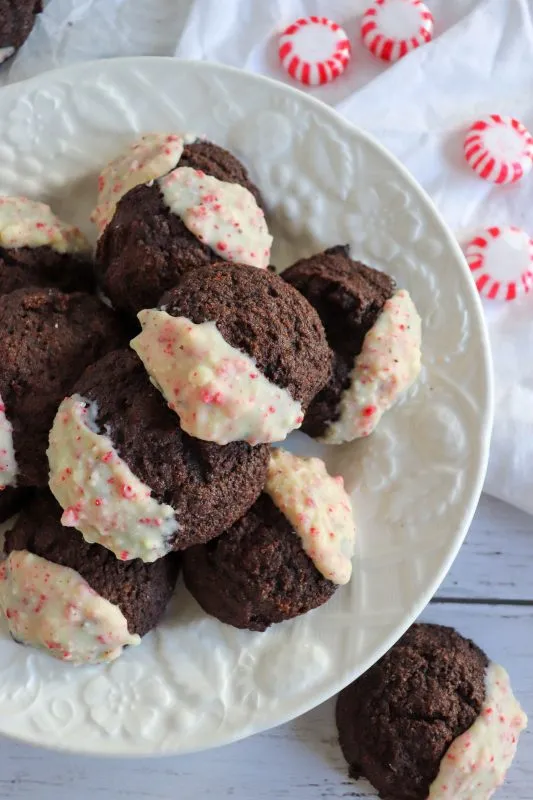 Keto Peppermint Dipped Chocolate Cookies.