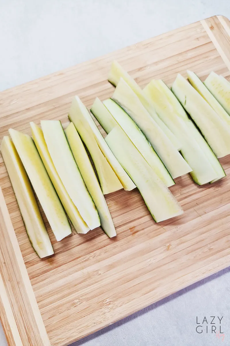 Easy Keto Air Fryer Zucchini Fries sliced