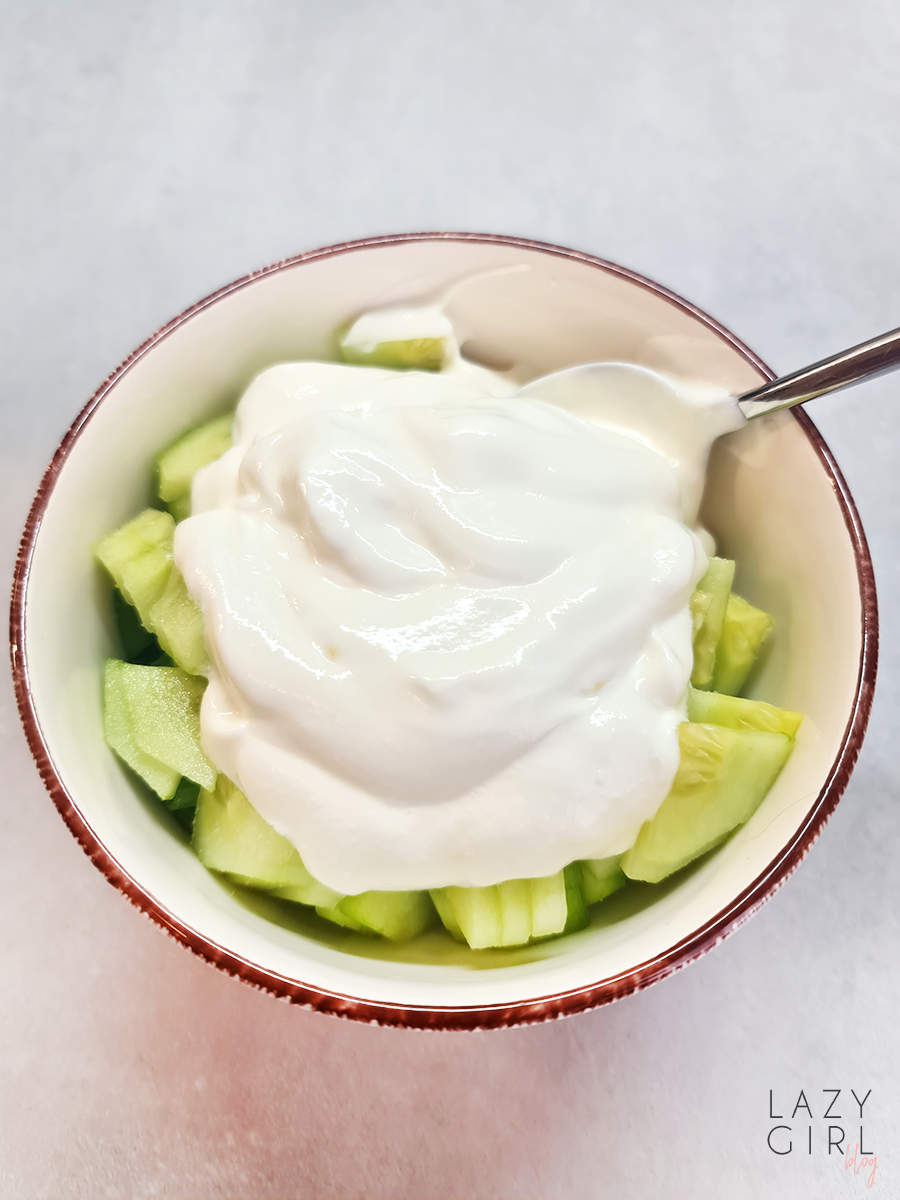 Easy 3-Ingredient Healhy Cucumber Summer Salad mix